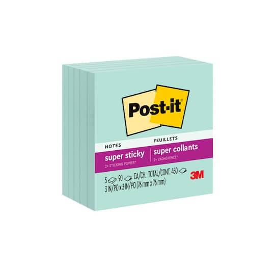 Post-It 3" X 3" Super Sticky Notes, 5 Pack