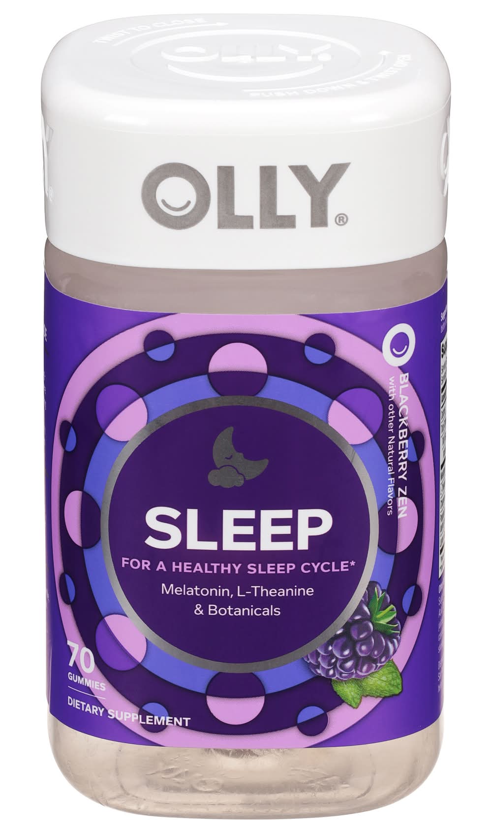 Olly Restful Sleep Gummy Supplements, Blackberry Zen (70 ct)