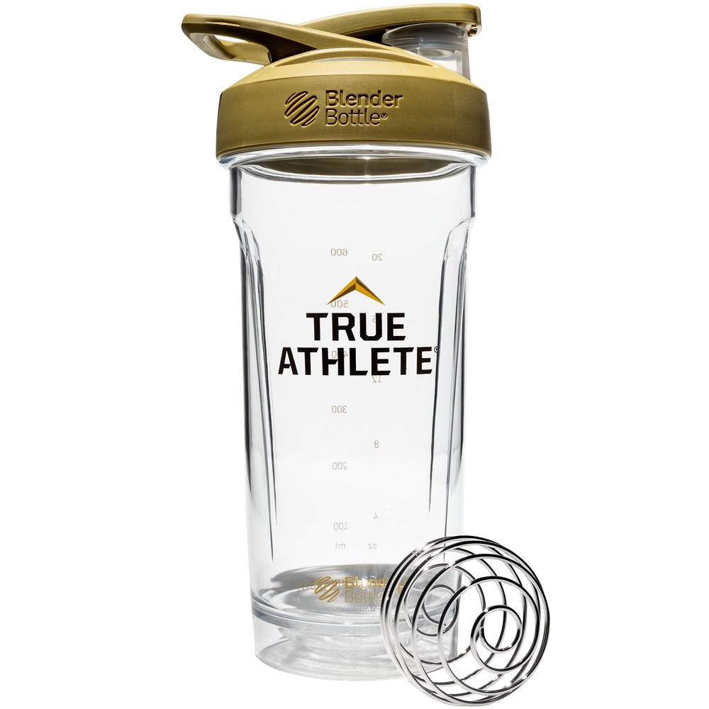 True Athlete Strada Tritan Shaker Cup With Wire Whisk Blender Ball - Gold (28 Fl Oz.)