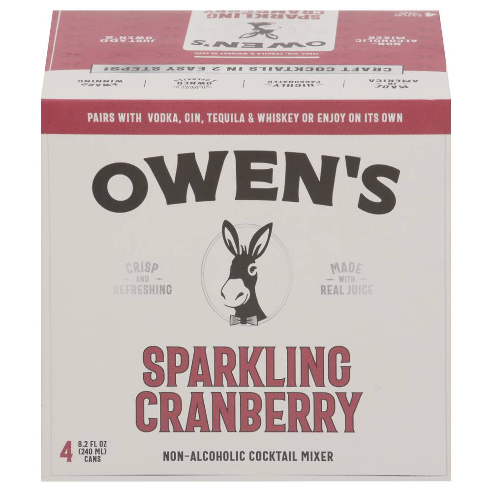 Owen's Sparkling Cranberry Cocktail Mixer (4 ct, 8.2 fl oz)