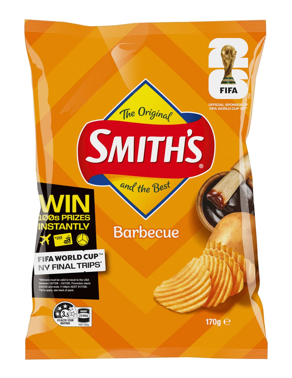 Smith's Crinkle Cut Potato Chips, Barbecue (170g)
