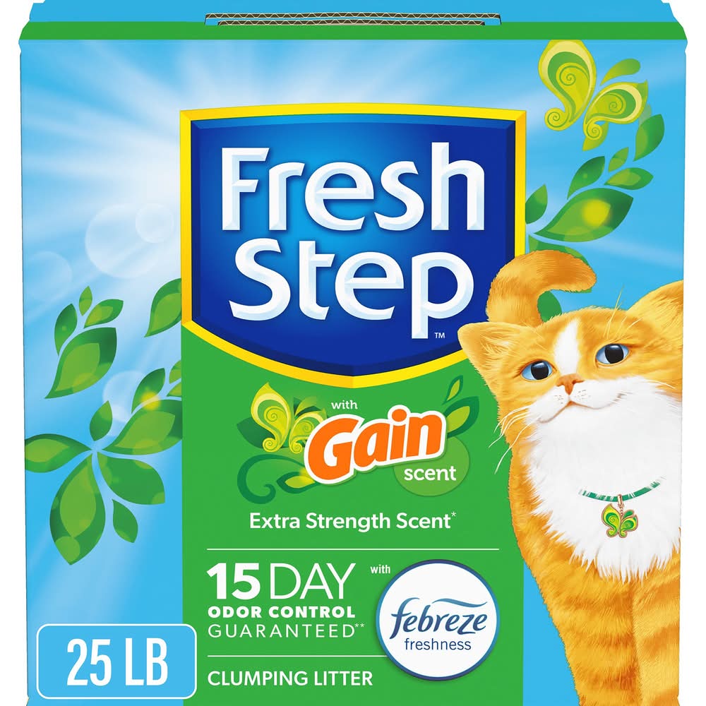 Fresh Step Clumping Litter With Febreze Gain Freshness, Box, 25 LB (Size: 25 Lb)