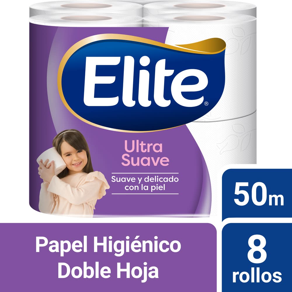 Elite · Ultra suave papel higiénico doble hoja - 50 m (8 un)