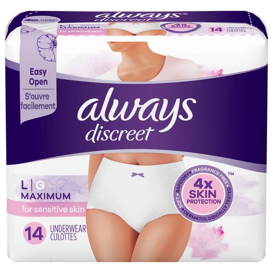 Always Discreet Boutique, Incontinence Underwear Peach Large x8 x