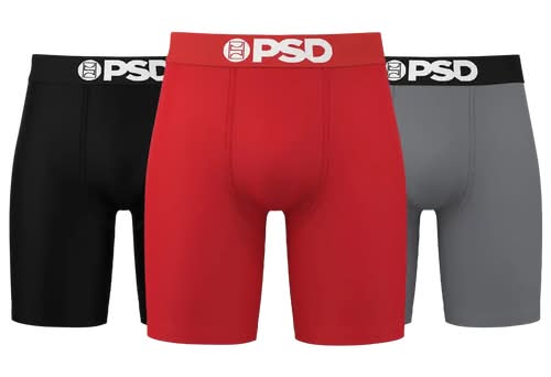 PSD Mens Solid Briefs 3 Pack Underwear - Gray/Red Size M