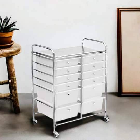 Clear 12 Drawer Rolling Cart By Simply Tidy