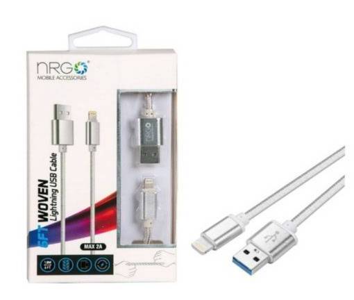 NRG Woven 6ft Lightning To USB Charging  Sync Cable (1.8M)