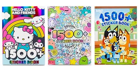 Horizon Group USA Sticker Book 1500 Plus Assortment - Bluey, Hello Kitty, Squishmallow - 1.0 set