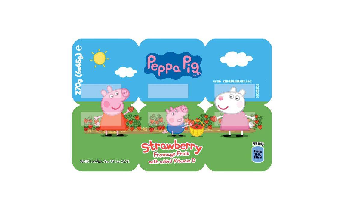 Peppa Pig Kids Strawberry Fromage Frais Yoghurt Pots 6 X 45g (375667)