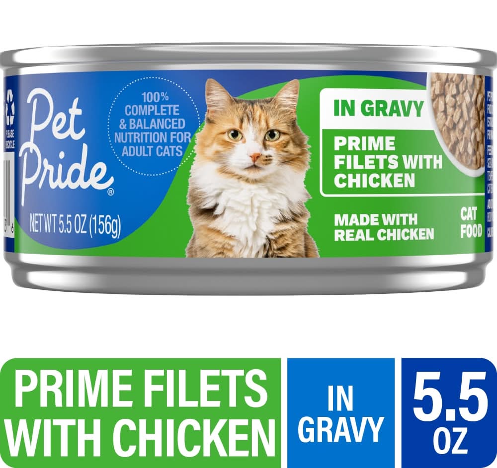 Pet Pride 100% Complete & Balanced Nutrition in Gravy Wet Cat Food, Prime Filets With Chicken, Adult (5.5 oz)