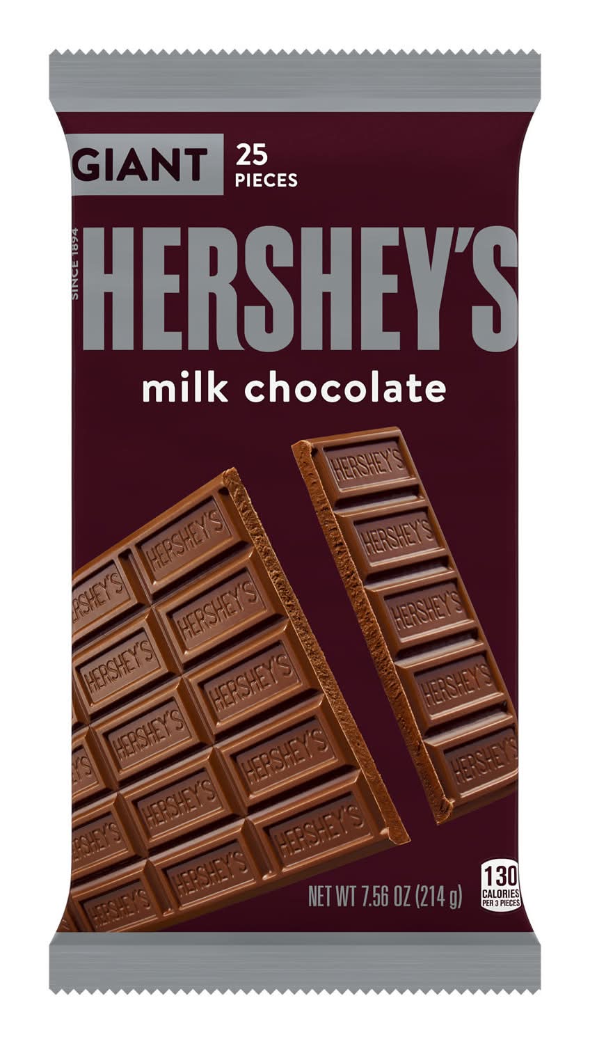 Hershey's Giant Size Milk Chocolate Bar (7.56 oz, 25 ct)