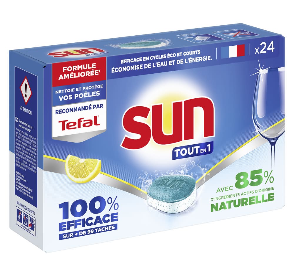 Sun - Tablettes lave-vaisselle tout en 1, citron (24)
