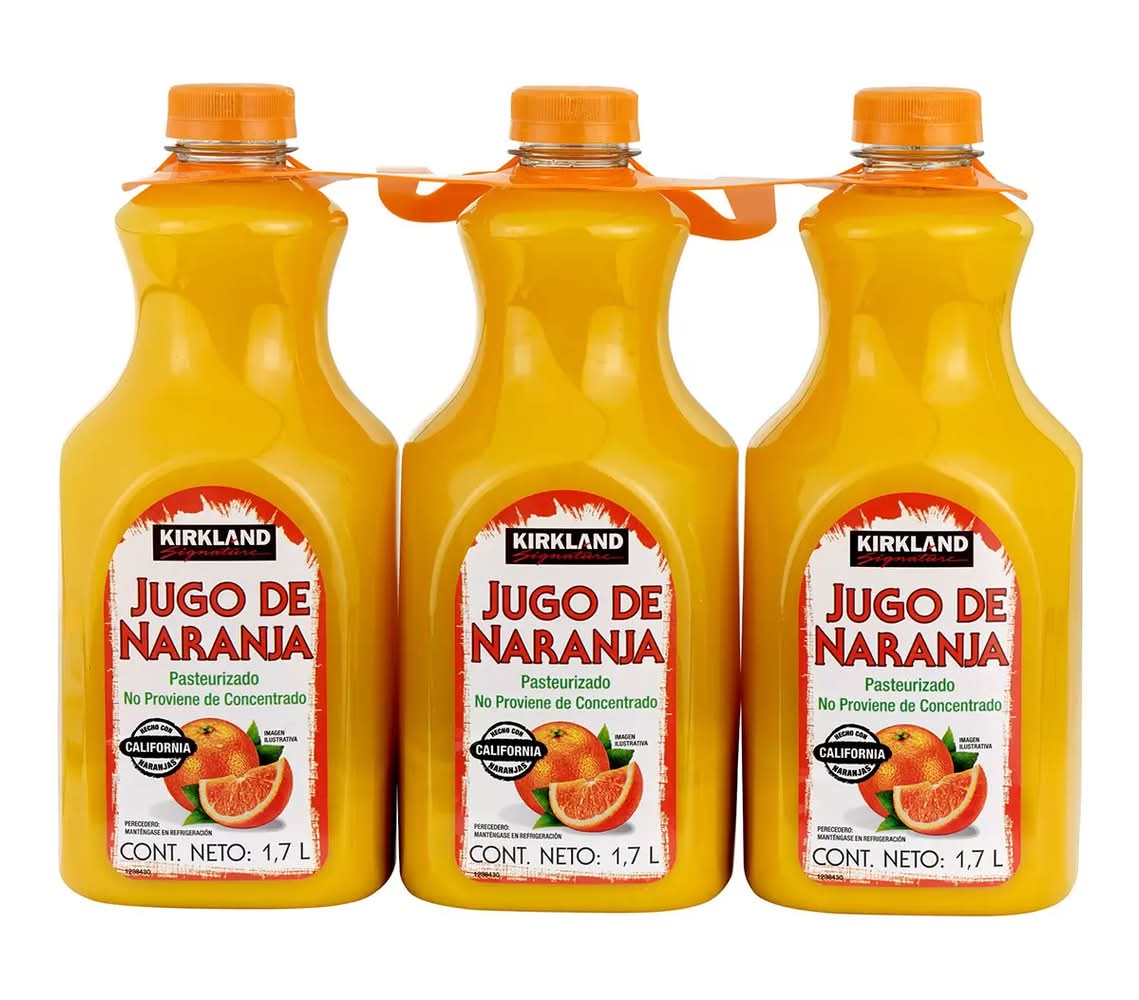 Kirkland Signature · Jugo de naranja pasteurizado (3 x 1,7 L)