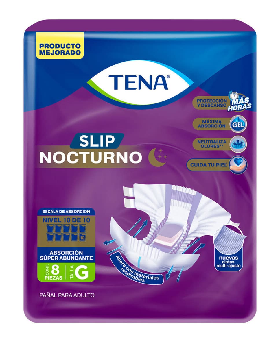 Tena · Pañal de incontinencia slip nocturno para adulto, G (8 un)