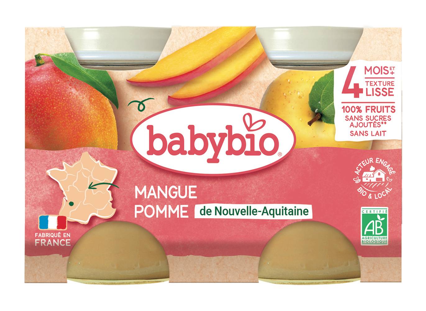 Babybio - Purée de mangue pomme de nouvelle-aquitaine dès 4 mois (260g)