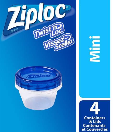 Ziploc ziploc twist n loc containers, mini 4 (4 unités) - twist ‘n loc round food storage containers mini (pack of 4)