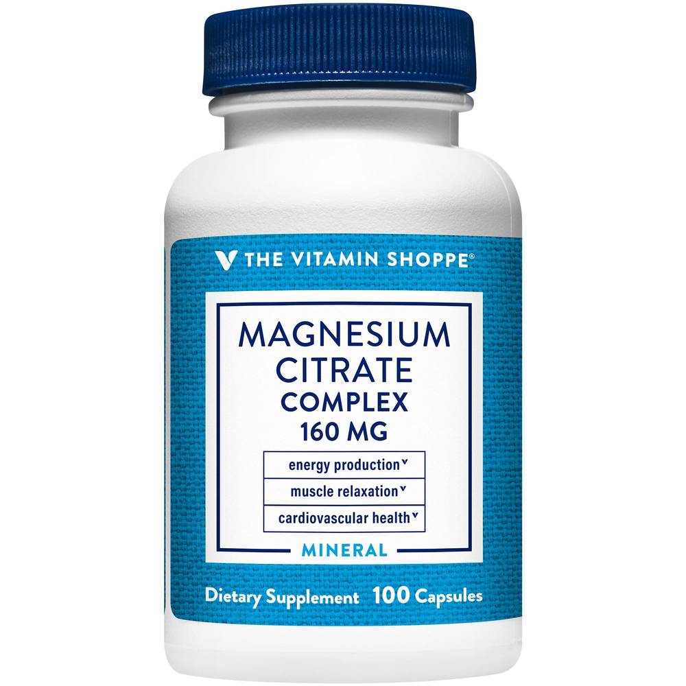 The Vitamin Shoppe Magnesium Citrate Complex Supports Energy Production Capsules (100 ct)