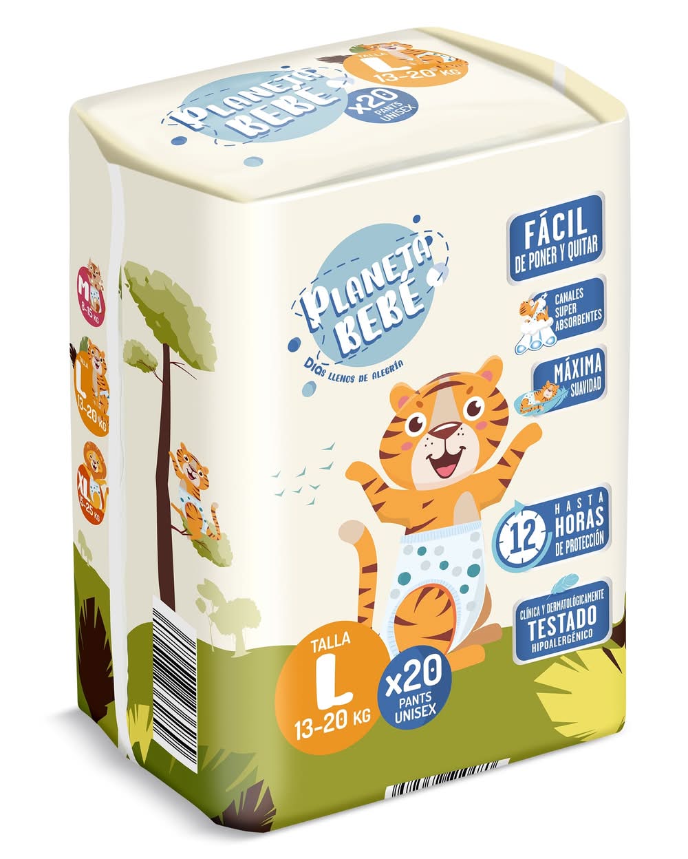 Pañales 13-20 Kg Talla L Planeta Bebé De Dia Bolsa 20 Unidades