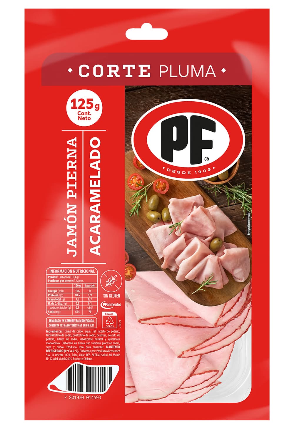 PF · Jamón pierna acaramelado (125 g)
