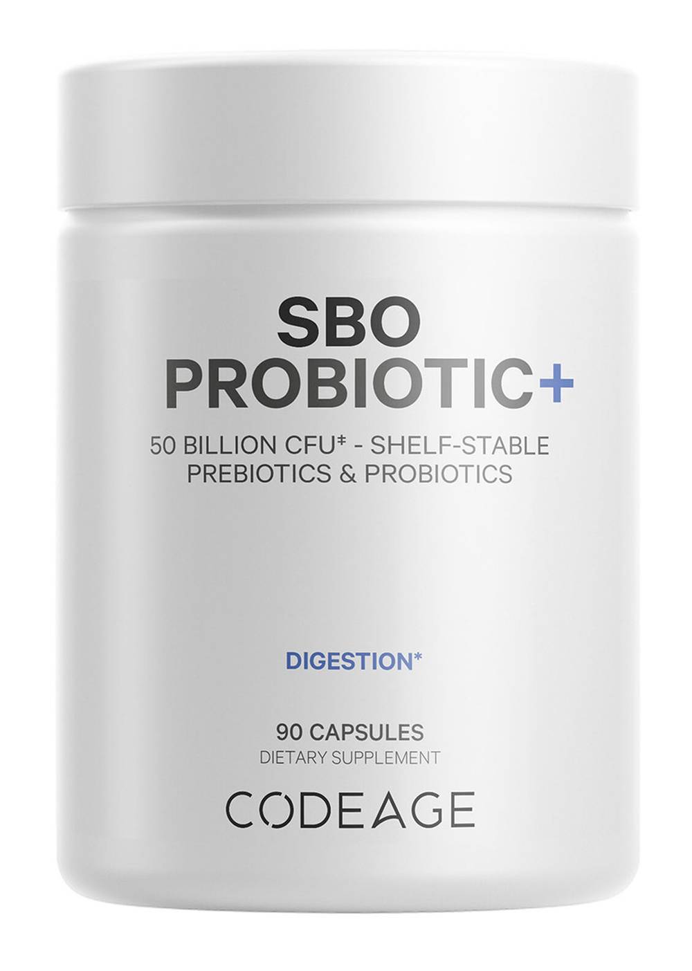 SBO Probiotic+ 50 Billion CFU & Prebiotics - Vegan Digestion Supplement - 90 Capsules (45 Servings)