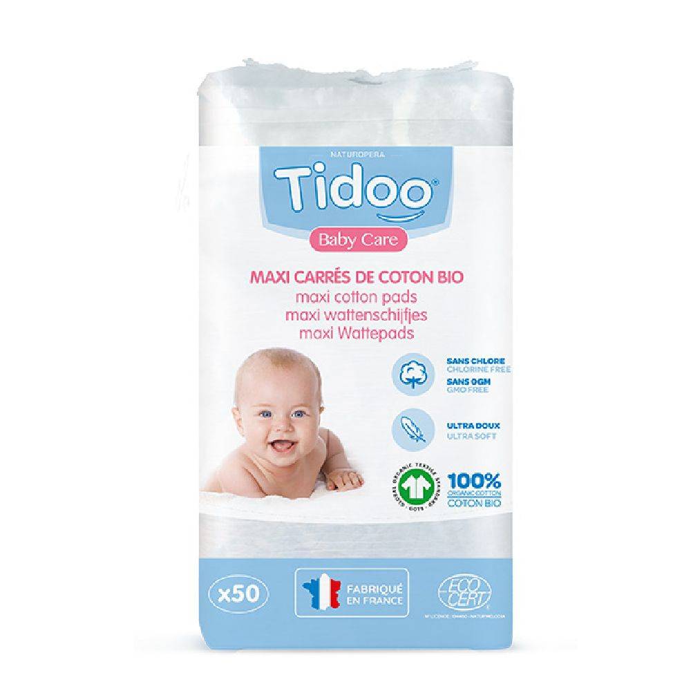 Tidoo - Maxi carrés de coton biologique (50 unités)