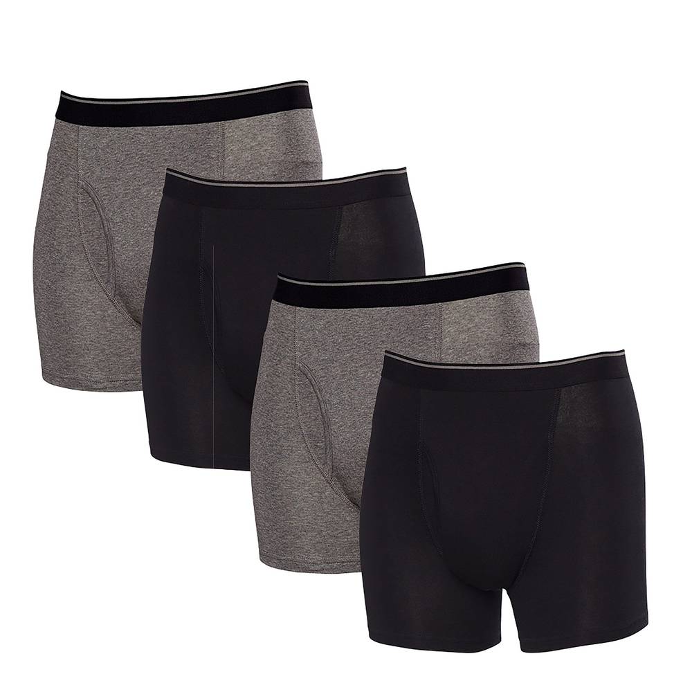 Kirkland Signature Brief Pima Cotton Men's Boxer, Male, XL, Grey-Black-Brown- (4 ct)