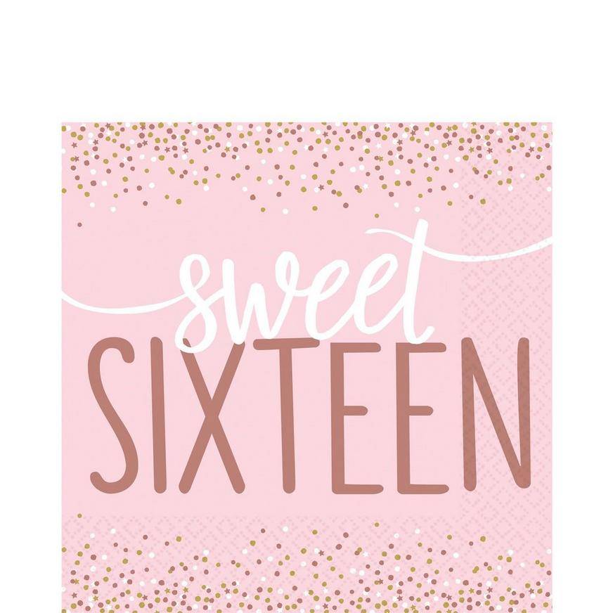 Rose Gold Pink Sweet 16 Lunch Napkins 16ct