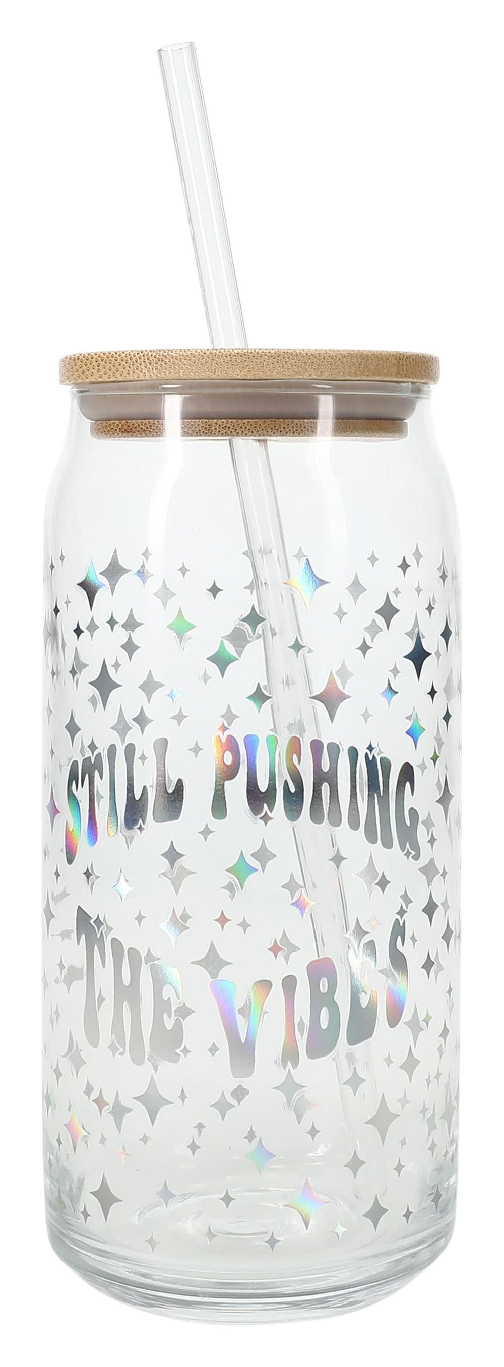 Glass Tumbler With Lid And Straw 20oz Vibes