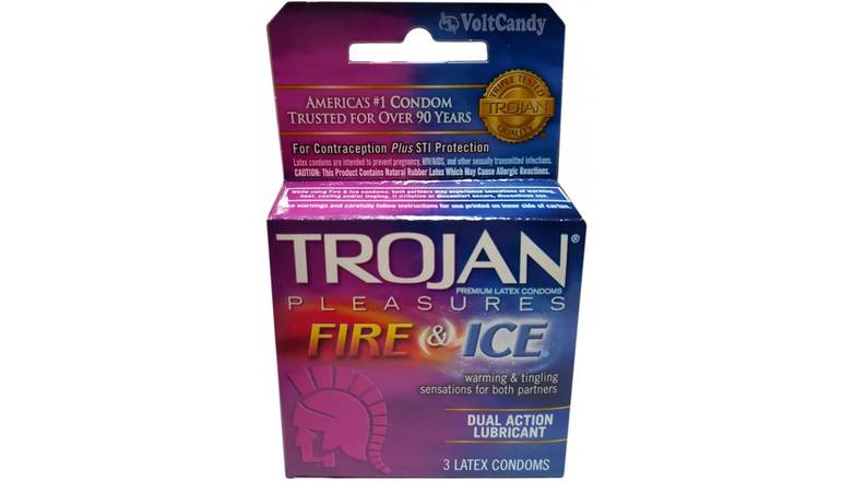 Trojan Pleasures Fire & Ice Condoms-  3 Pack