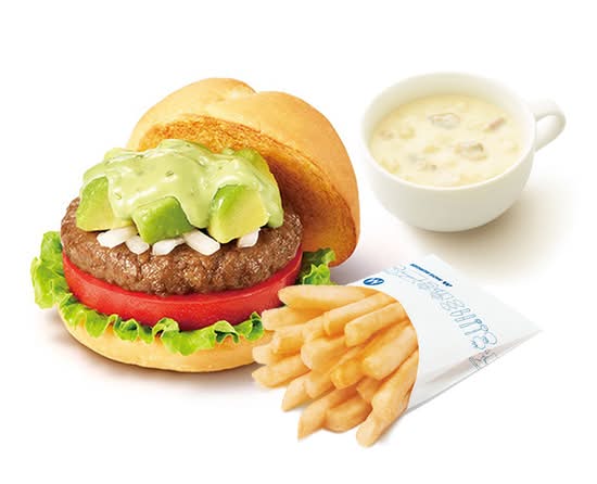 米粉入りバンズのアボカドバジルバーガー＋70円ドリンクセット