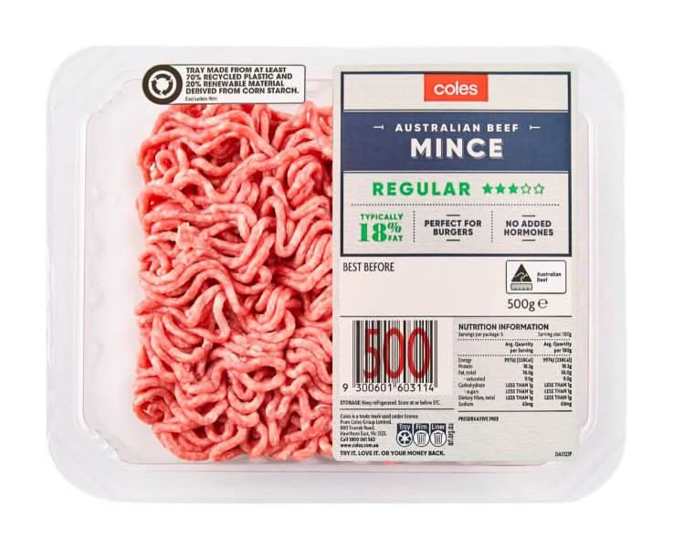 Coles Beef 3 Star Regular Mince (500g)