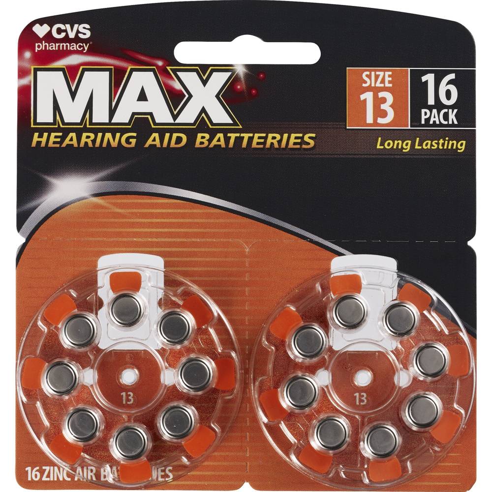 Cvs Max Hearing Aid Battery Size 13, 16Ct