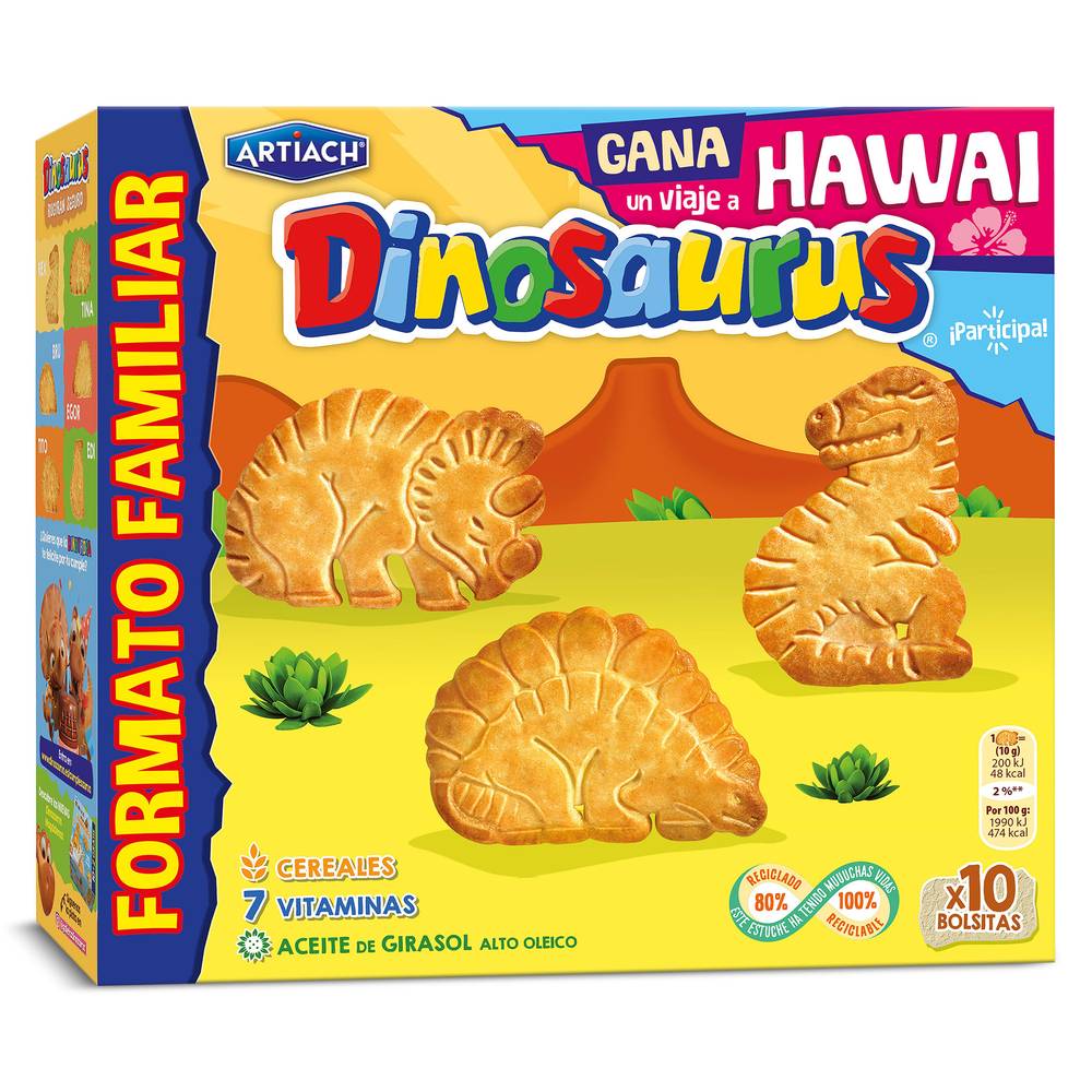 Galletas De Cereales Con Vitaminas Artiach Dinosaurus Caja 411 G