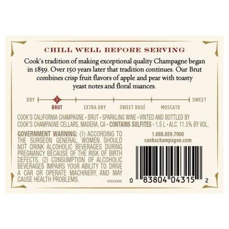 Cook's California Champagne Brut White Sparkling Wine