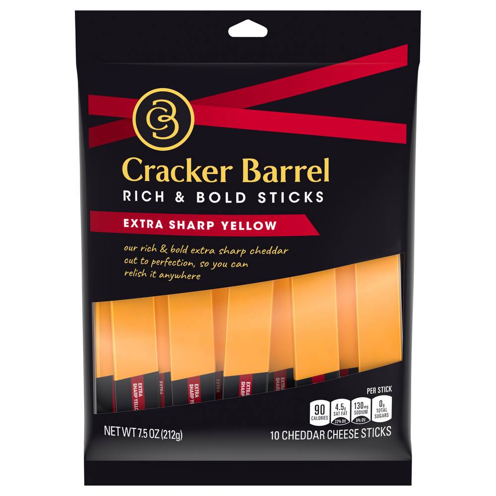 Cracker Barrel Extra Sharp Yellow Cheddar Cheese Sticks (10 ct) (7.5 oz)