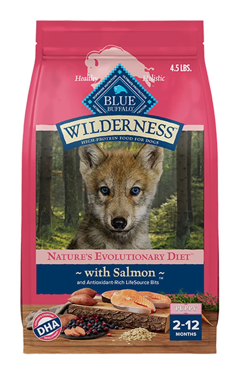 Blue Buffalo Wilderness High Protein Puppy Dry Dog Food - Salmon (Flavor: Salmon, Size: 4.5 Lb)