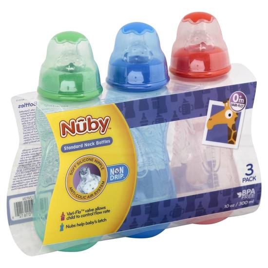 Nuby Standard Neck Bottles (3 ct)