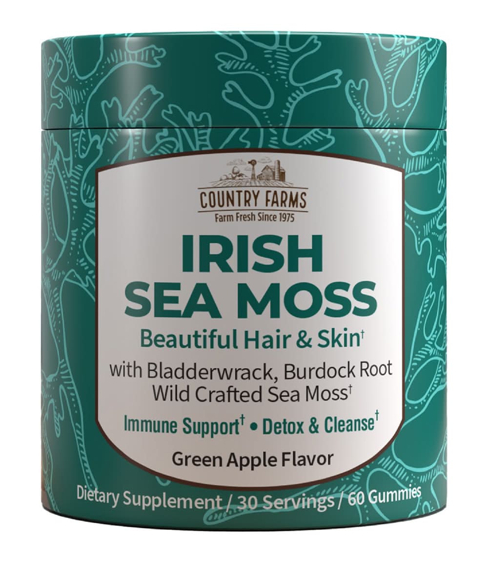 Country Farms Irish Sea Moss Gummies, Green Apple (60 ct)