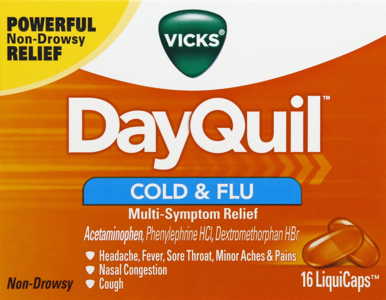 Vicks Dayquil Cold & Flu Multi-Symptom Relief Liquicaps (16 ct)