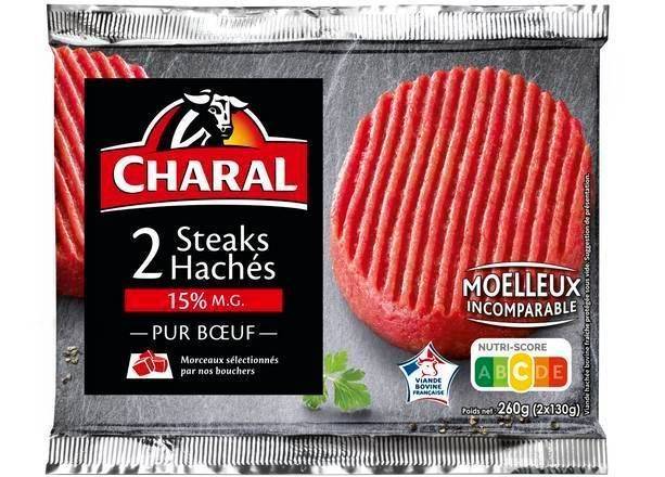 2 steak hachés pur bœuf - charal - 260g