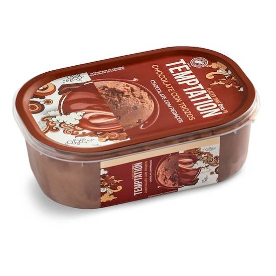 Helado de chocolate con trozos Temptation tarrina 500 g