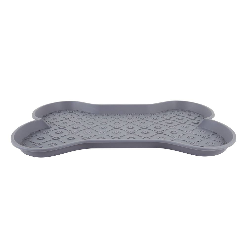 Top Paw® Bone Pet Feeding Placemat (Color: Grey, Size: 23\"L X 16.75\"W)