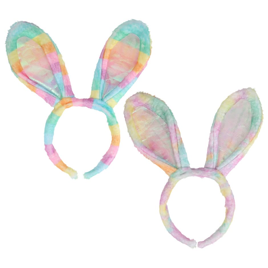 Rainbow Colored Easter Bunny Ear Headbands
