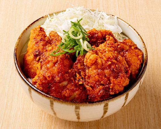 灼熱唐揚げ丼 大盛り5個 Five-Piece Spicy Karaage Rice Bowl