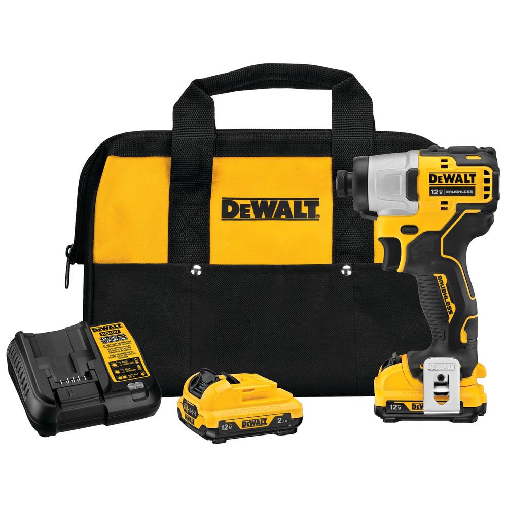 DEWALT XTREME 12-volt Max 1/4-in Brushless Cordless Impact Driver (2-Batteries Included, Charger Included and Soft Bag included) | DCF801F2