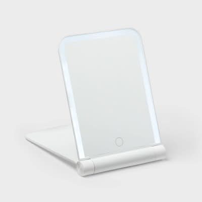 Room Essentials Lighted Travel Mirror With Cover, White