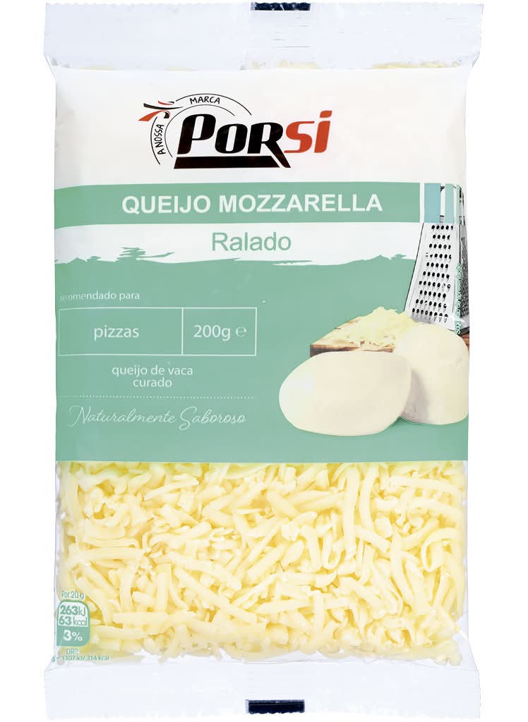Porsi - Queijo mozzarella ralado , embalagem de 200g