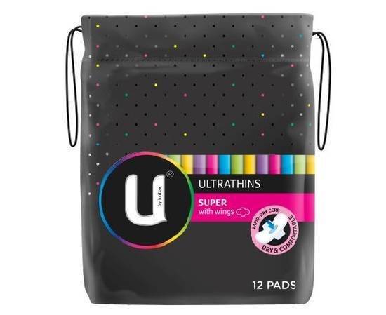U by Kotex Ultrathin Super Pads With Wings 12pk