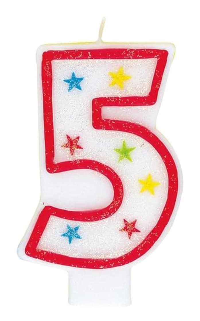 321 Party! Glitter Number 5 Birthday Candle