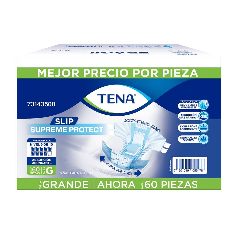 Tena pañal slip supreme protect g (caja 60 piezas)